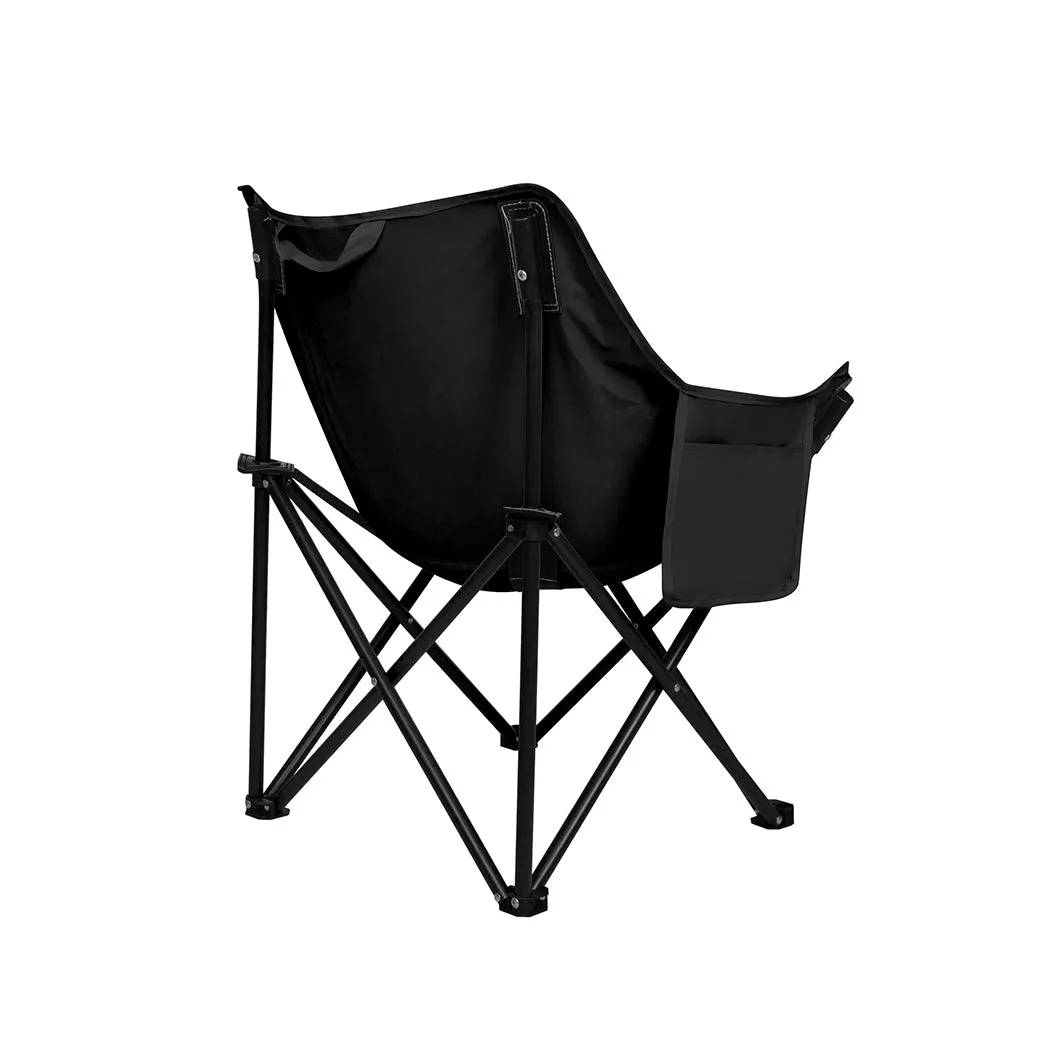 Levede Folding Camping Moon Chair Lightweight Black-TAS_Rural