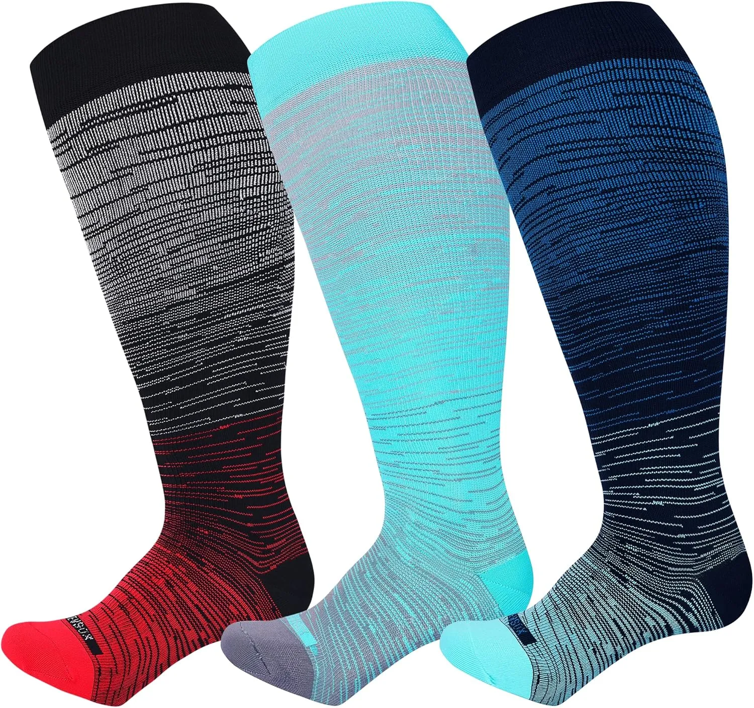 LEVSOX Plus Size Compression Socks for Women Men Wide Calf Extra Large 15-20 mmHg Knee High Sock for Nurses Pregnant Travel