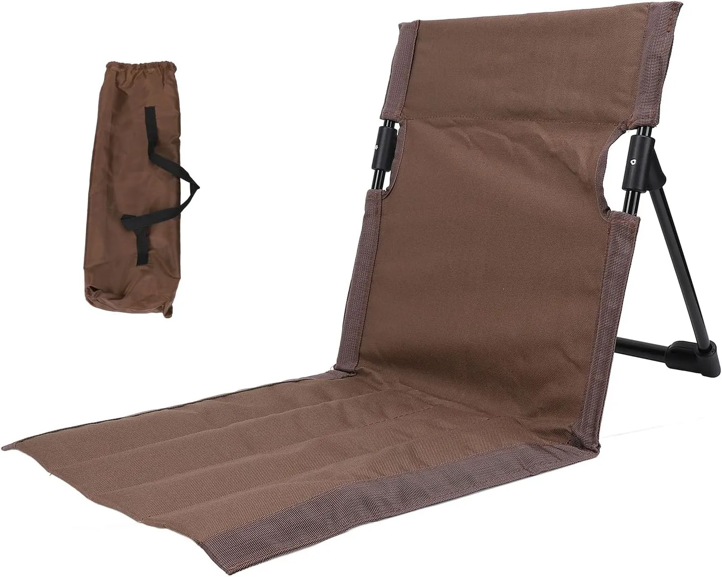 Lightweight, Comfortable Camping Folding Chair with Backrest for Outdoor, Fishing, Lounging on The Beach, Ideal Portable Lazy Floor Chair with Back Support (Brown)
