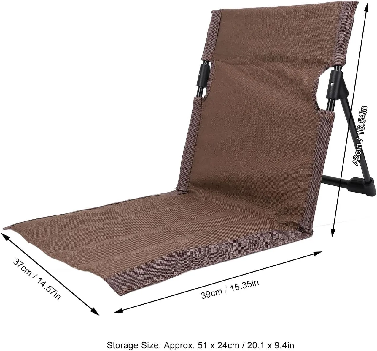 Lightweight, Comfortable Camping Folding Chair with Backrest for Outdoor, Fishing, Lounging on The Beach, Ideal Portable Lazy Floor Chair with Back Support (Brown)