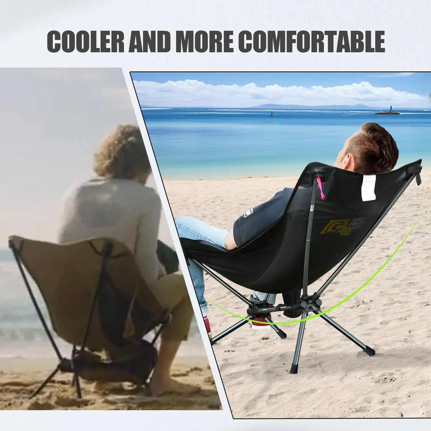 Lightweight High Back Camping Chair with Head Support, Portable Folding Aluminium Alloy Chair Nylon Chair Fabric, Hammock Design Suitable for Outdoor Camping, Beach, Picnic, Fishing, Climbing