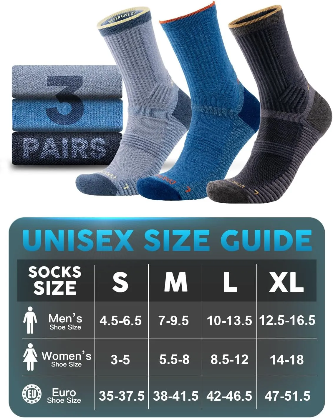 Lightweight Micro Crew Hiking Socks Coolmax Merino Wool Compression Moisture Wicking Anti-Blister Cushioned