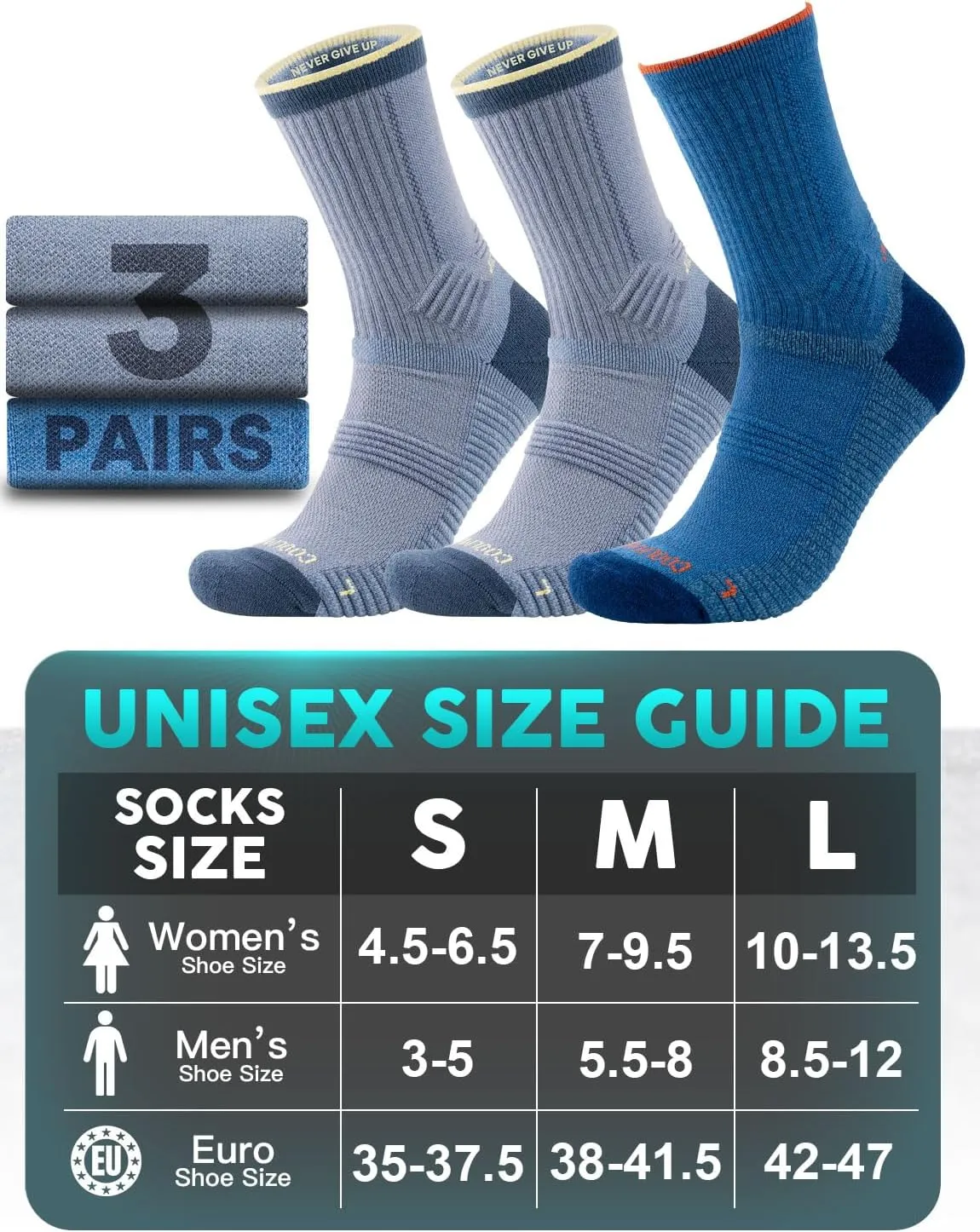Lightweight Micro Crew Hiking Socks Coolmax Merino Wool Compression Moisture Wicking Anti-Blister Cushioned