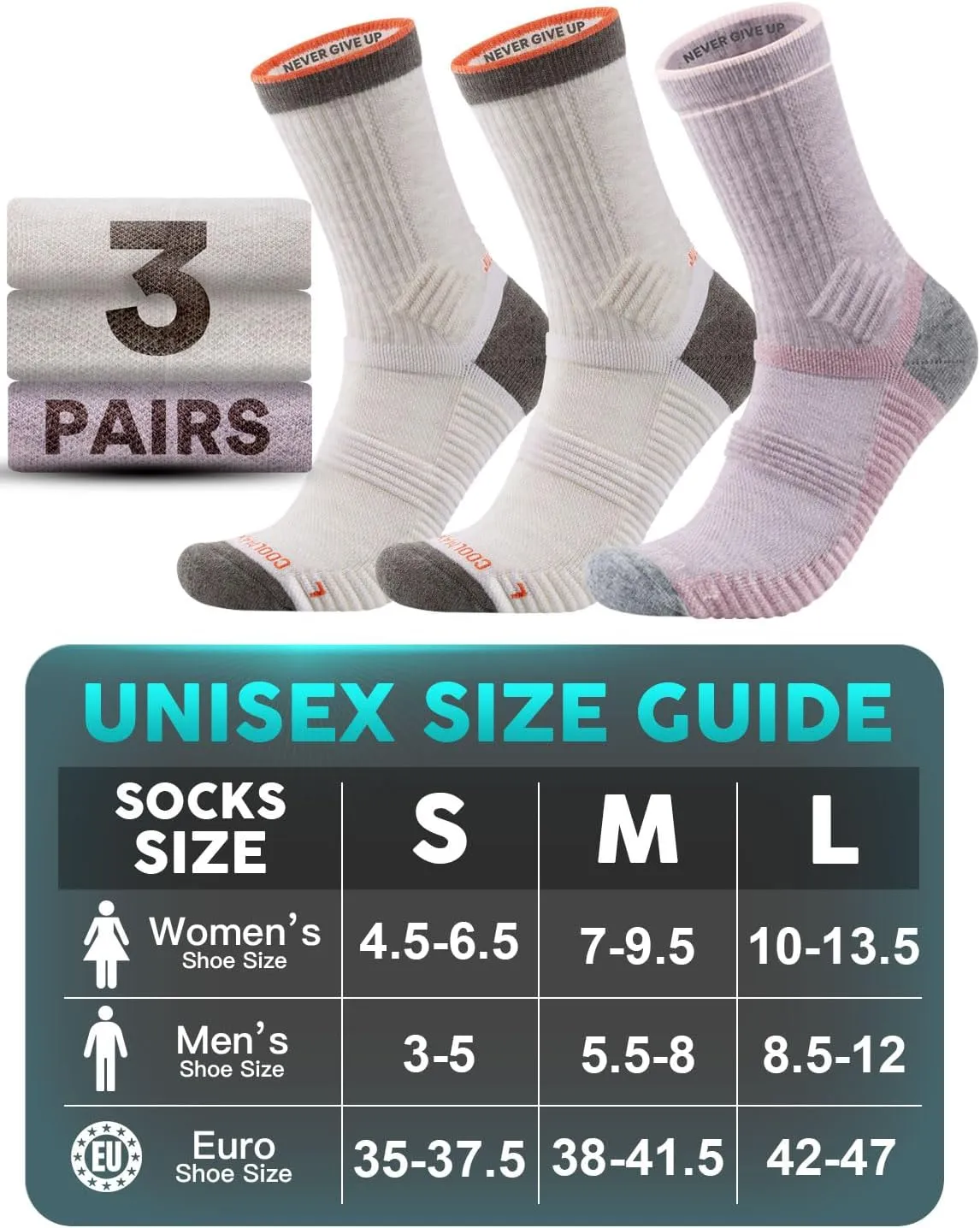 Lightweight Micro Crew Hiking Socks Coolmax Merino Wool Compression Moisture Wicking Anti-Blister Cushioned