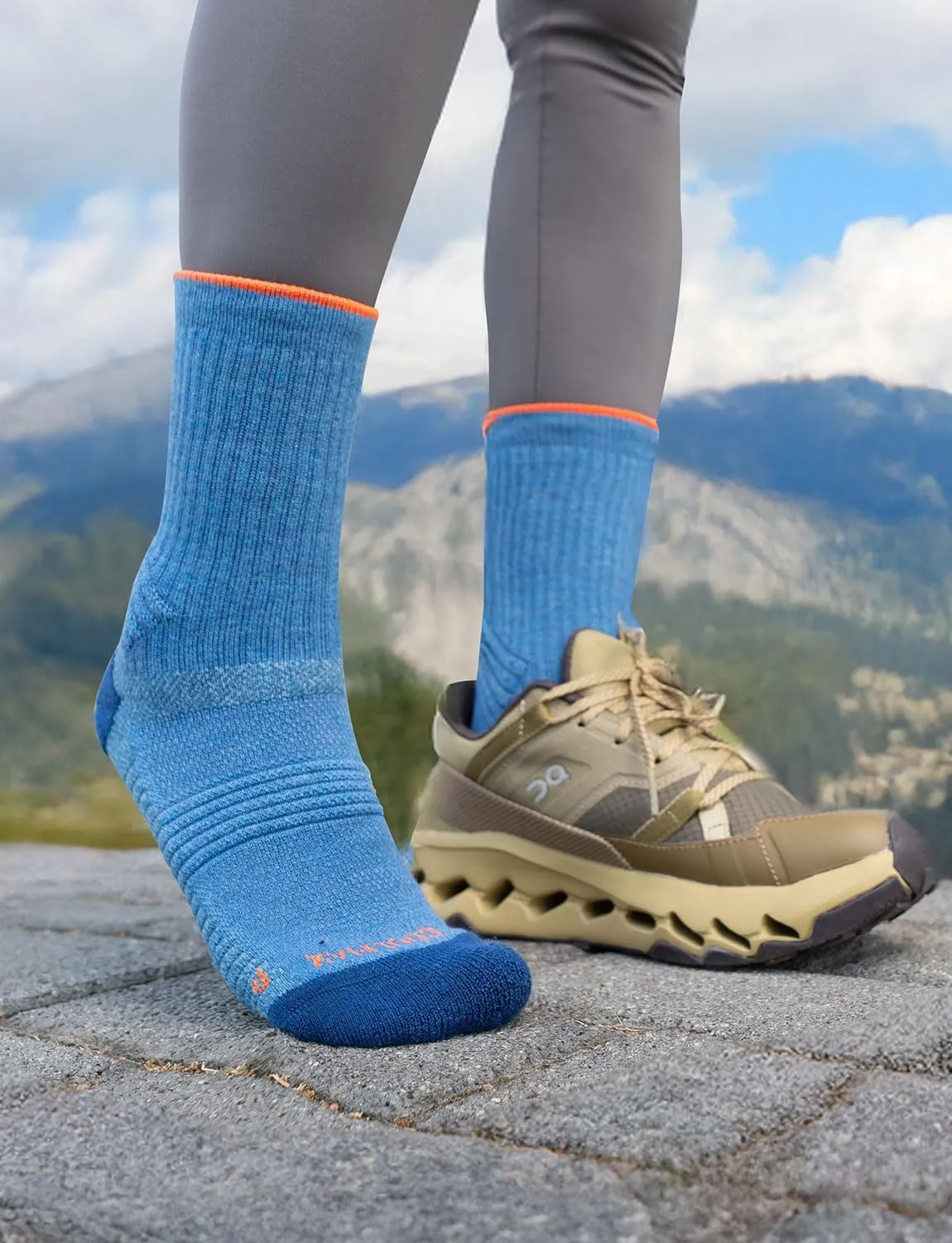 Lightweight Micro Crew Hiking Socks Coolmax Merino Wool Compression Moisture Wicking Anti-Blister Cushioned