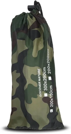 Lightweight Outdoor Cam Hiking Tent Tarp, Waterproof Picnic Mat Shelter Tent Tarp Rain Fly, with Drawstring Carrying Bag for Backpacking, and Outdoor Living Camouflage Survival Gear(3*2.9M)