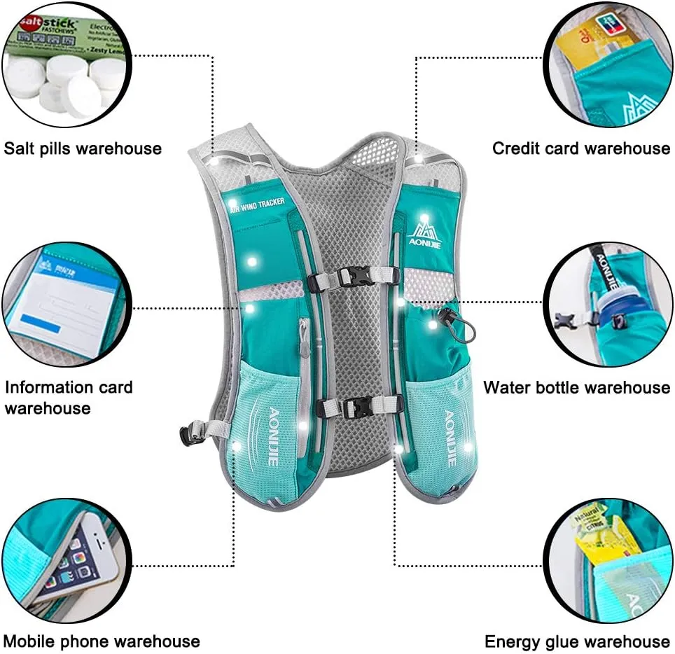 Lightweight Running Hydration Backpack, 5L 190g Running Hydration Vest for Women and Men Cycling Running Climbing Hiking Vest Pack