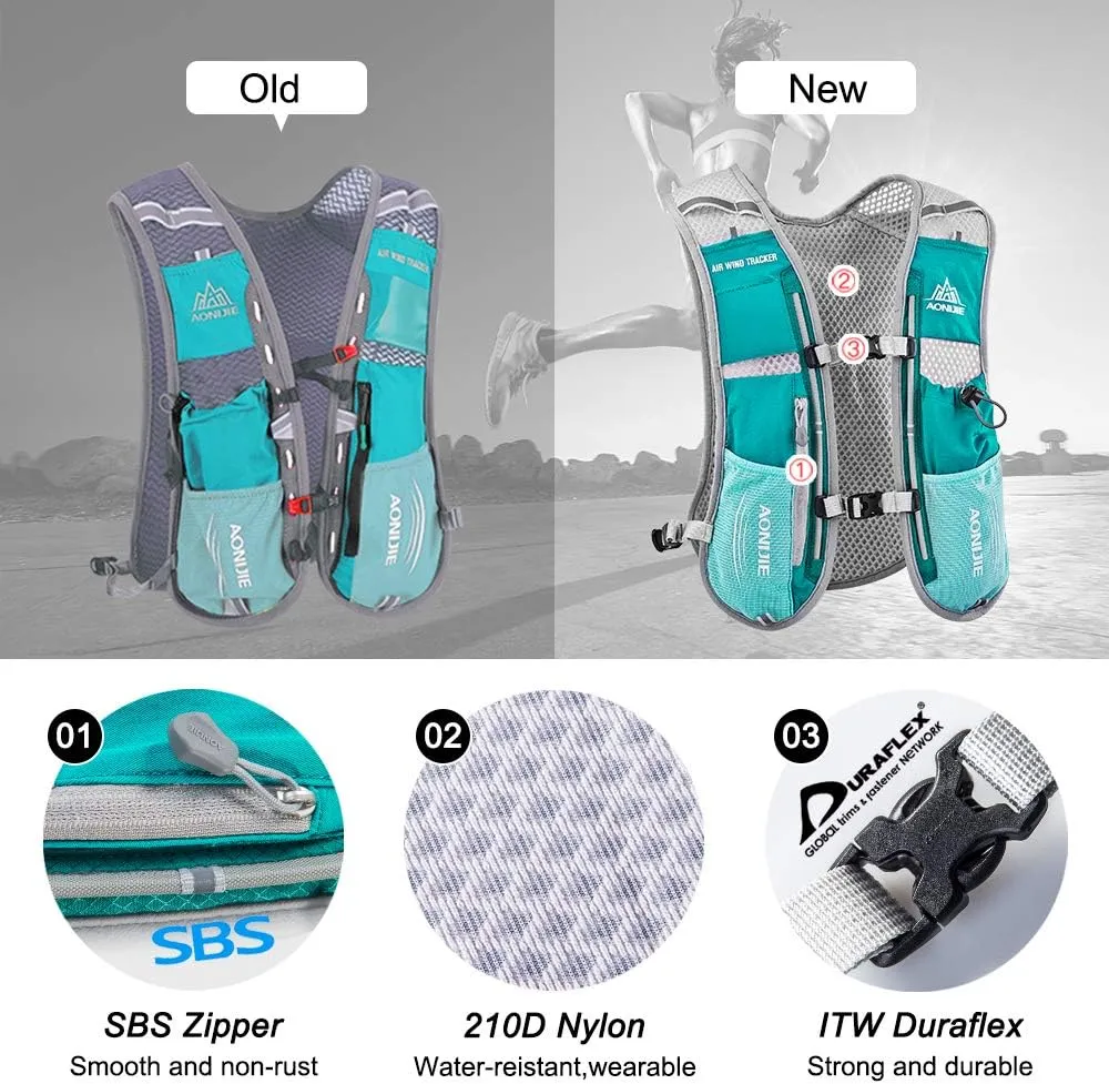 Lightweight Running Hydration Backpack, 5L 190g Running Hydration Vest for Women and Men Cycling Running Climbing Hiking Vest Pack