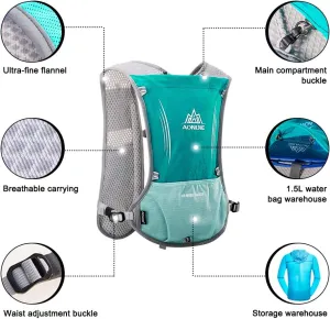 Lightweight Running Hydration Backpack, 5L 190g Running Hydration Vest for Women and Men Cycling Running Climbing Hiking Vest Pack