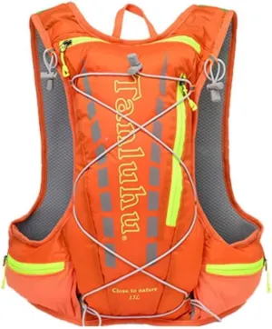 Lightweight Running Hydration Vest Backpack 15L for Trail Running, Cycling, Hiking with 2L Water Bag, 500ML Bottle, and Smartphone Pocket (Orange)