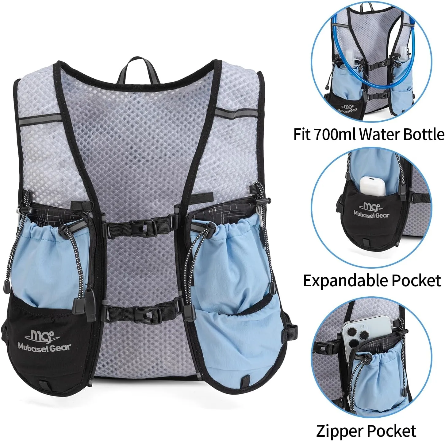 Lightweight Running Vest for Women & Men Hydration Backpack Pack with 1.5L Water Bladder Bag Running Gear Accessories for Hiking Marathon Trail Cycling