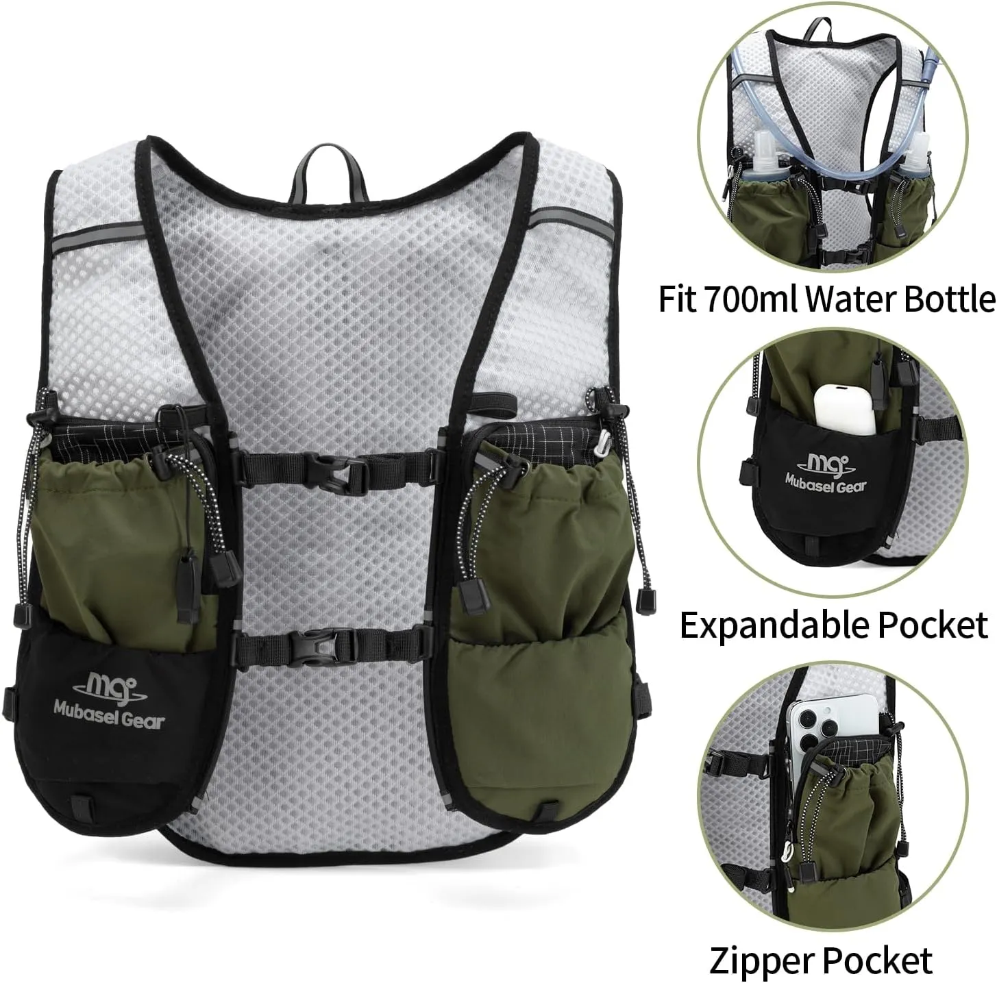 Lightweight Running Vest for Women & Men Hydration Backpack Pack with 1.5L Water Bladder Bag Running Gear Accessories for Hiking Marathon Trail Cycling