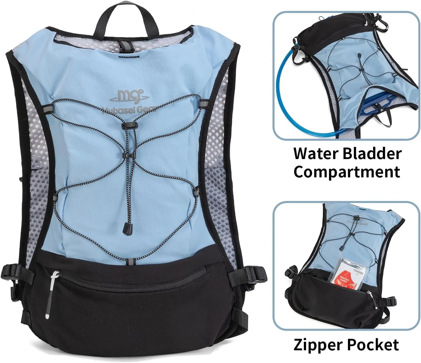 Lightweight Running Vest for Women & Men Hydration Backpack Pack with 1.5L Water Bladder Bag Running Gear Accessories for Hiking Marathon Trail Cycling