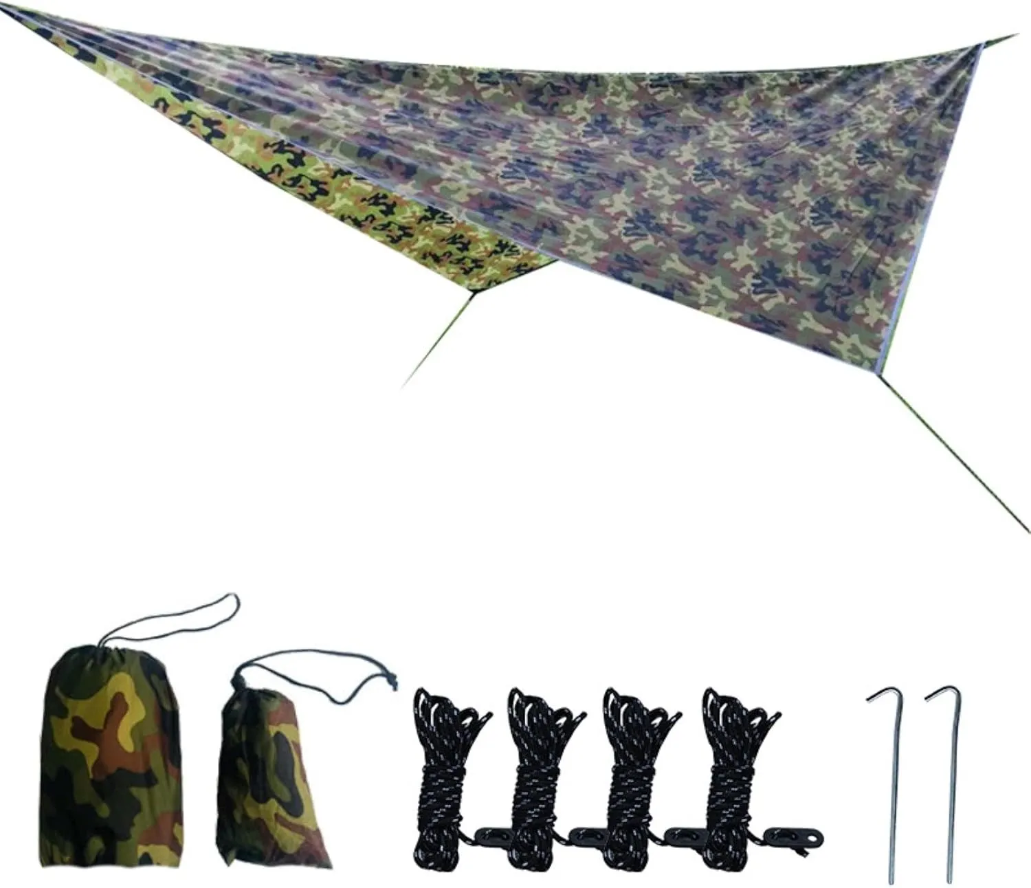 Lightweight Survival Camping Tarp,Waterproof,Makes A Great Backpacking Tarp Or Hammock Shelter,Survival Bracelet Included (Color : Camouflage, Size : 360 * 290cm)