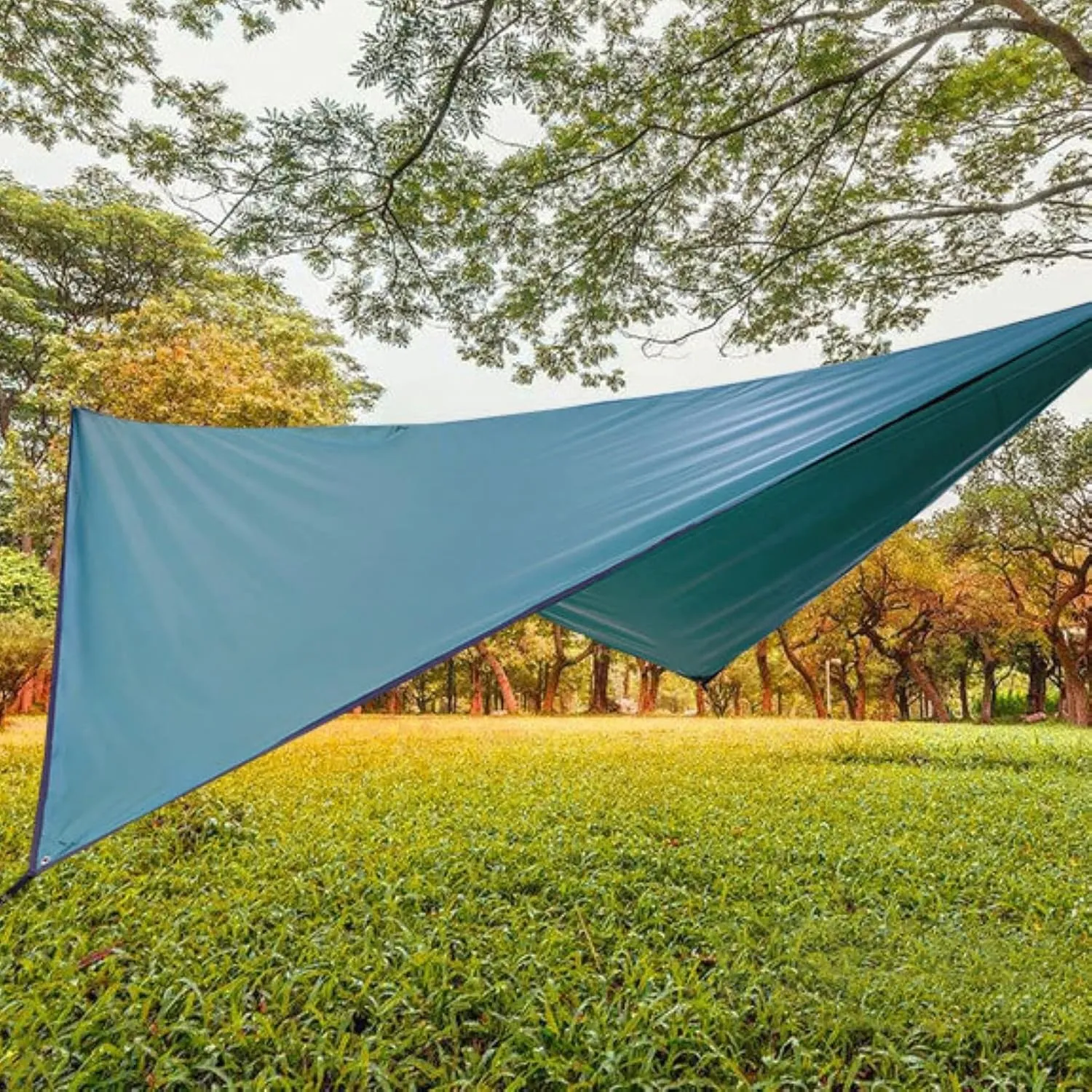 Lightweight Survival Camping Tarp,Waterproof,Makes A Great Backpacking Tarp Or Hammock Shelter,Survival Bracelet Included (Color : Dark Green, Size : 360 * 290cm)