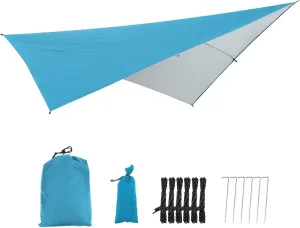 Lightweight Waterproof Camping Shelter, Portable Windproof Snowproof Tarpaulin for Snow Sunshade for Camping Outdoor Travel (Color : Blue, Size : 290 * 290cm)