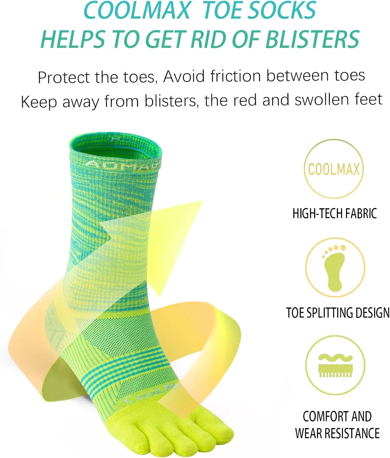 likloks Crew Toe Socks for Women Men - Athletic Running Hiking Socks with Toes - Comfortable Soft Breathable