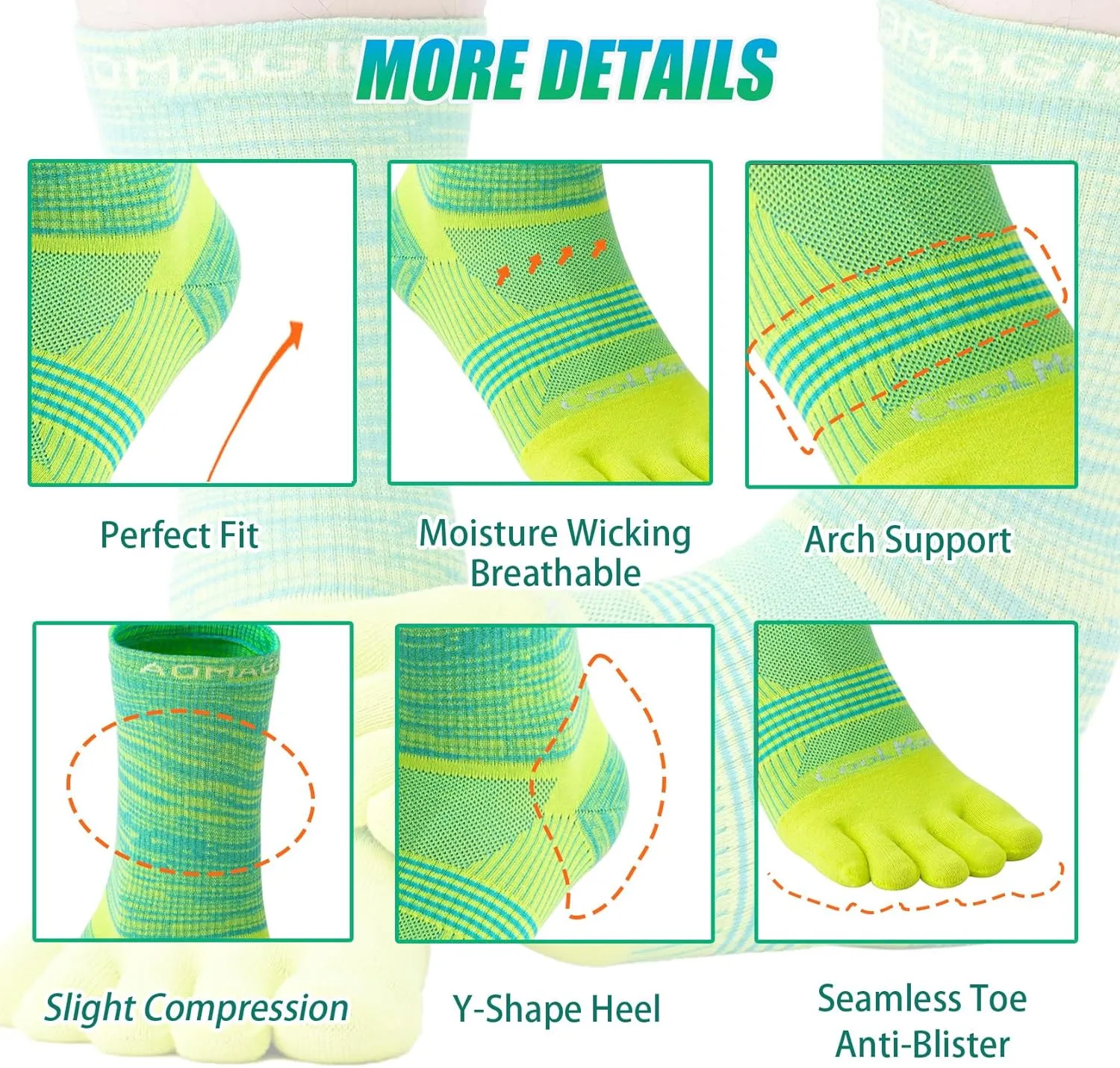 likloks Crew Toe Socks for Women Men - Athletic Running Hiking Socks with Toes - Comfortable Soft Breathable