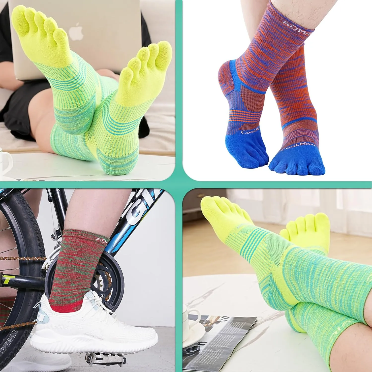 likloks Crew Toe Socks for Women Men - Athletic Running Hiking Socks with Toes - Comfortable Soft Breathable