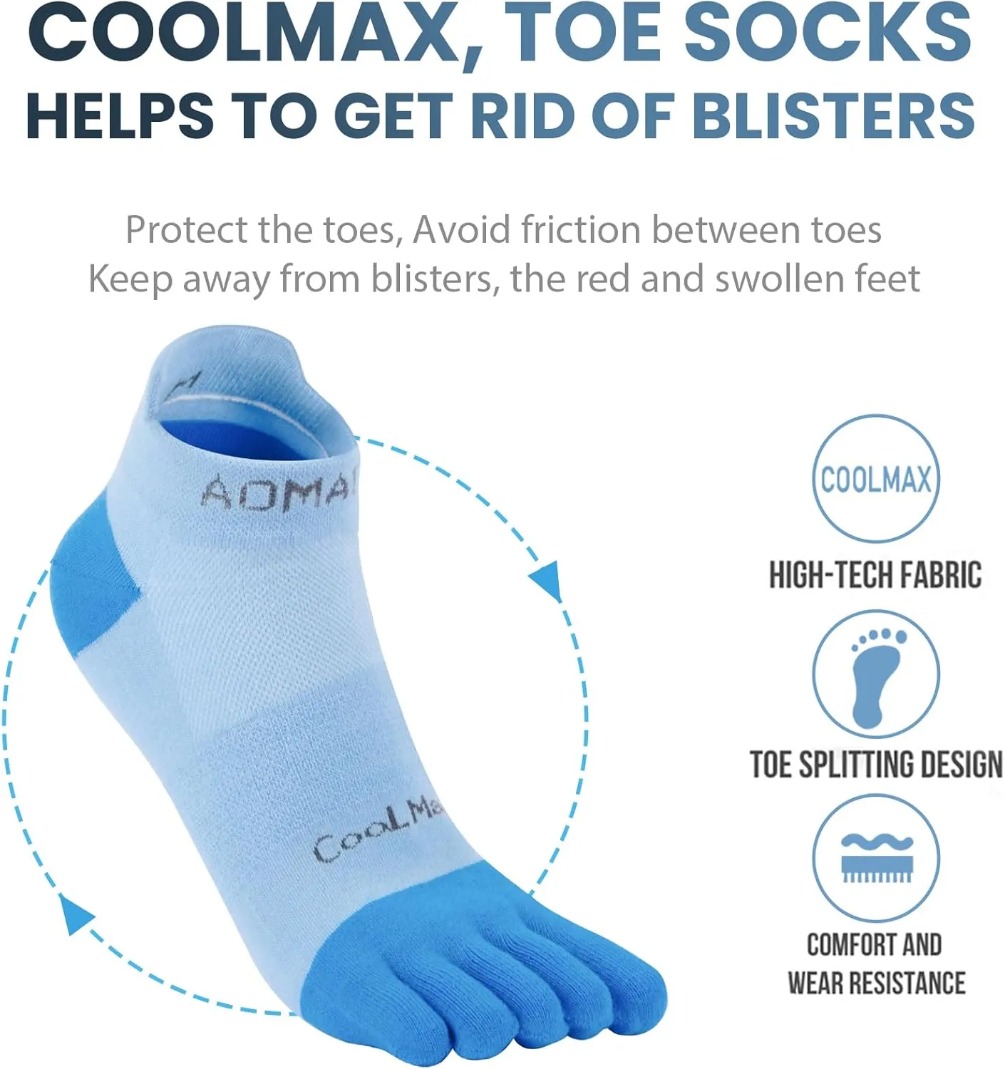 likloks Toe Socks for Women and Men - Athletic Running Coolmax Five Finger Ankle Socks - Soft Comfortable and Breathable
