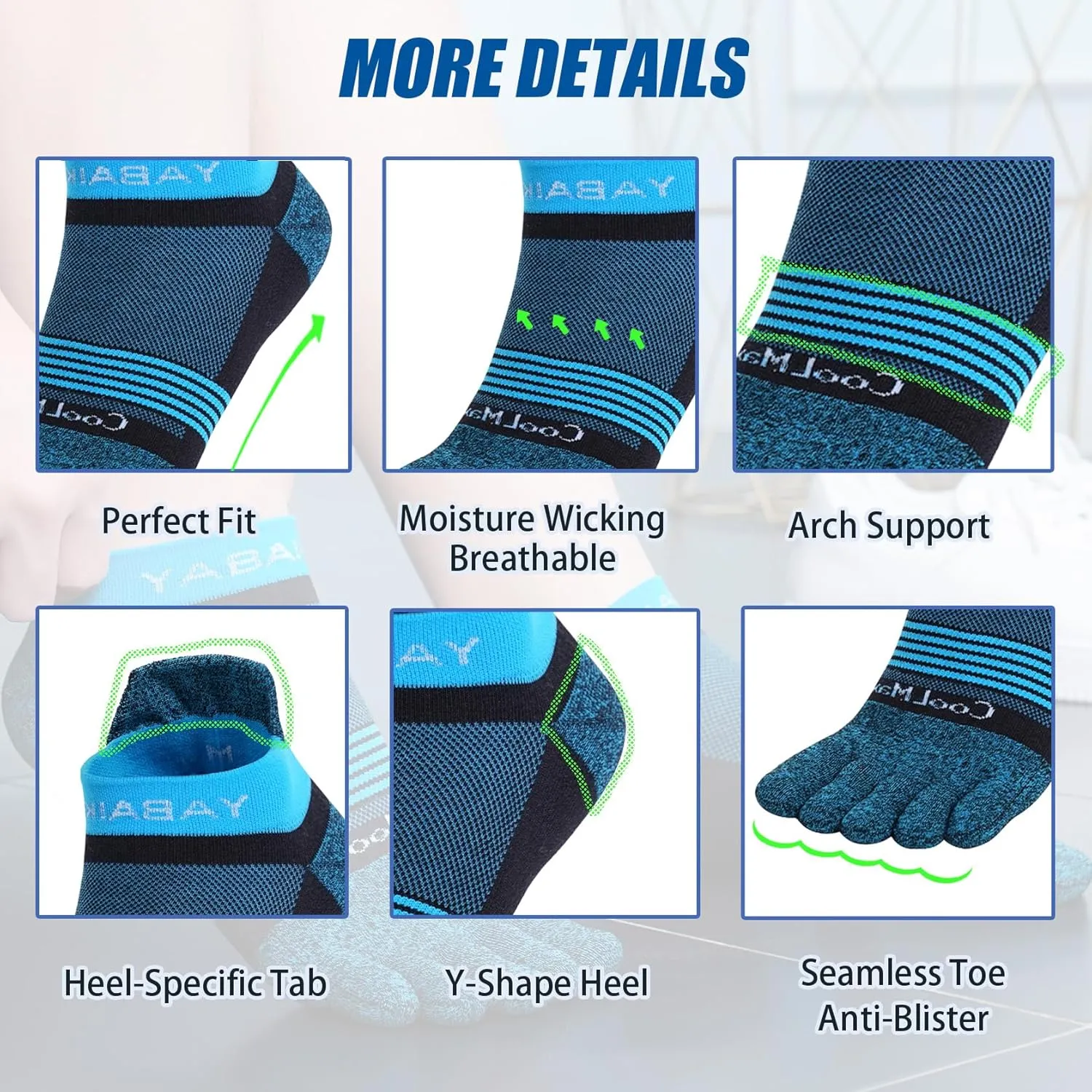 likloks Toe Socks for Women and Men - Athletic Running Coolmax Five Finger Ankle Socks - Soft Comfortable and Breathable