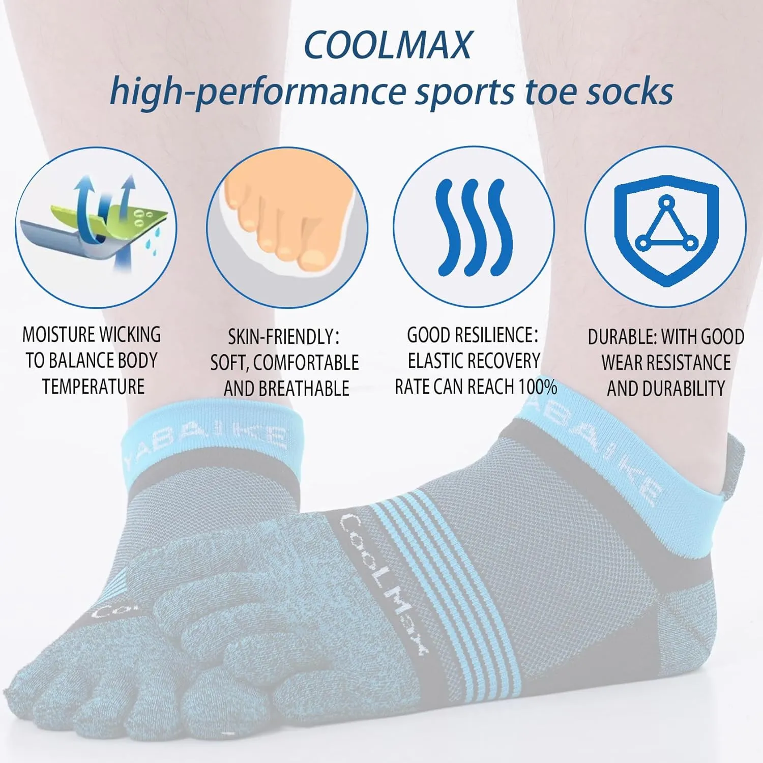 likloks Toe Socks for Women and Men - Athletic Running Coolmax Five Finger Ankle Socks - Soft Comfortable and Breathable