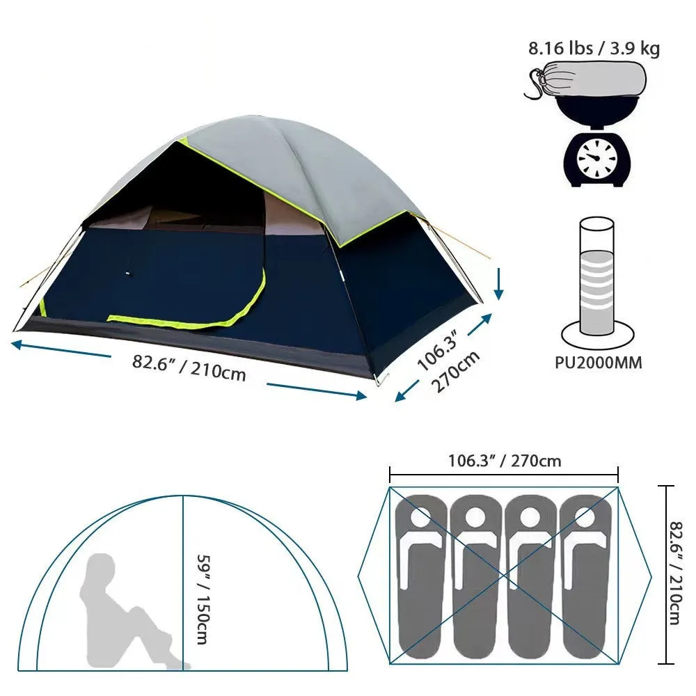 Limited discounts Tent Family For Camping Coated Black 4 Person Trustworthy transactions Backpacking Darkroom Tents