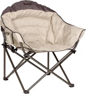 Lippert Big Bear Duotone Camping Chair - Sand with Dark Grey Accent, Comfortable Round Shape, Oversized Pillow Cushions, Powder Coated Steel, 600D Polyester Fabric, 300 lb. Capacity, 2022114816