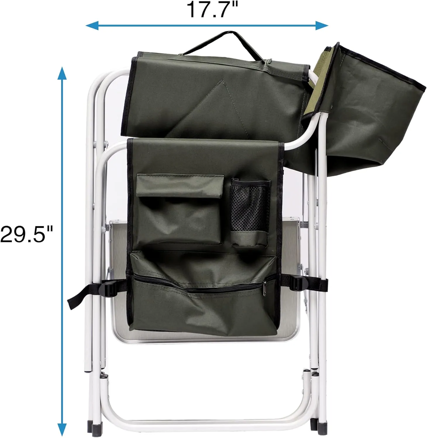 LLS Padded Folding Outdoor Chair with Side Table and Storage Pockets, Lightweight Oversized Camping Chair Directors Chair for Indoor, Outdoor Camping, Picnics and Fishing, Green (2pcs)