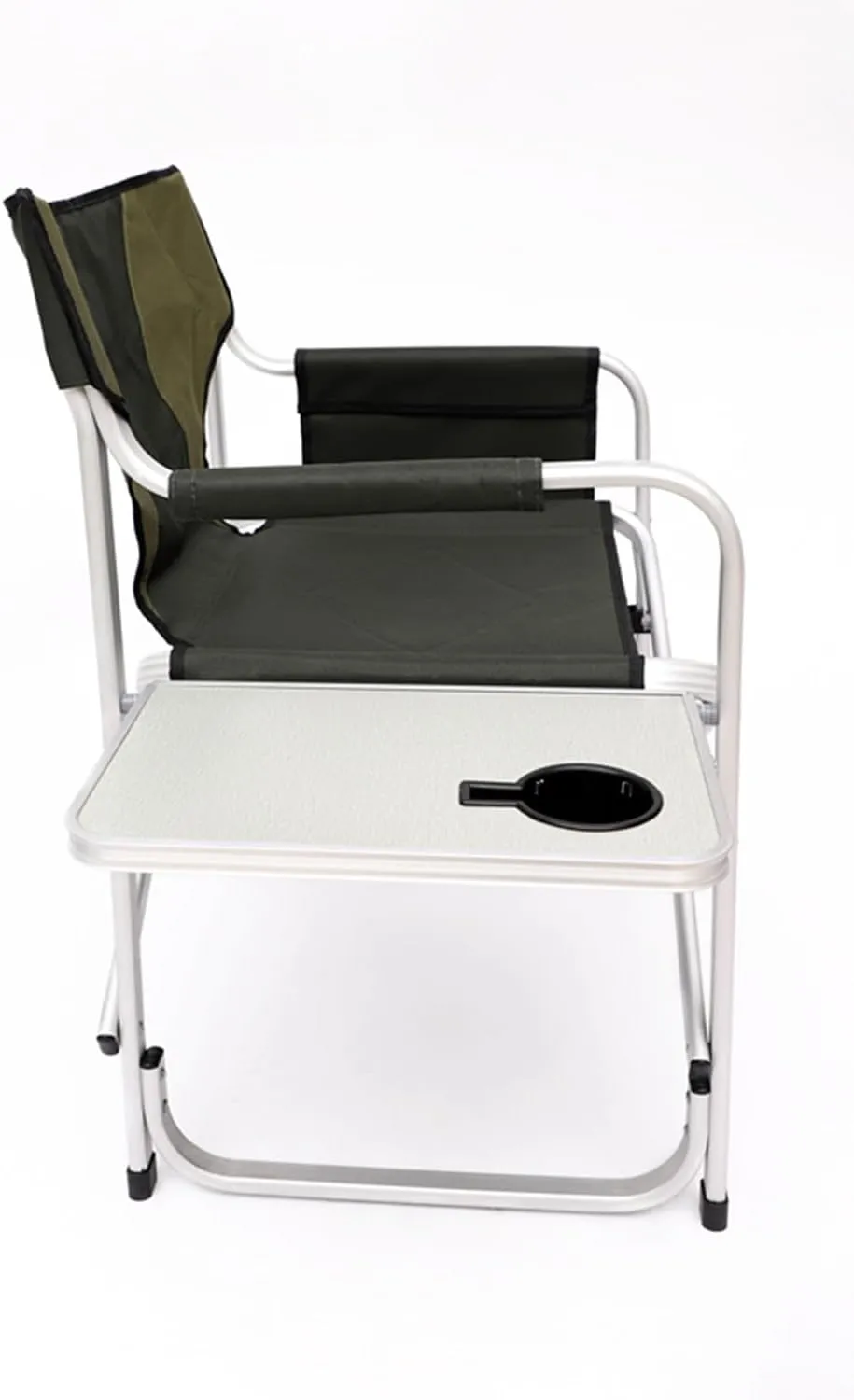LLS Padded Folding Outdoor Chair with Side Table and Storage Pockets, Lightweight Oversized Camping Chair Directors Chair for Indoor, Outdoor Camping, Picnics and Fishing, Green (2pcs)