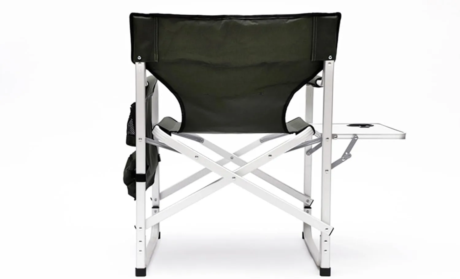 LLS Padded Folding Outdoor Chair with Side Table and Storage Pockets, Lightweight Oversized Camping Chair Directors Chair for Indoor, Outdoor Camping, Picnics and Fishing, Green (2pcs)