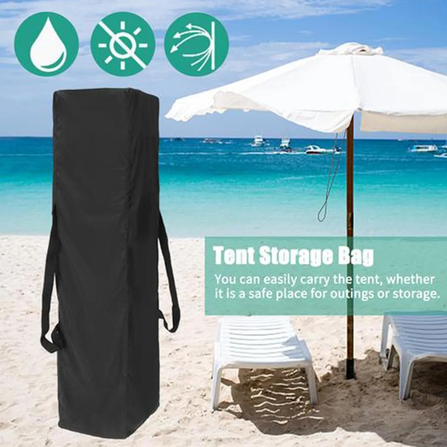 Long Duffle Bag - Camping Tent Stakes, Hammer Storage Bag | Portable Zipper Duffel Organizer, Waterproof Duffel Tote with Hand Straps, Tent Bag for Travel Sports Equipment, Tent Poles, Umbrellas