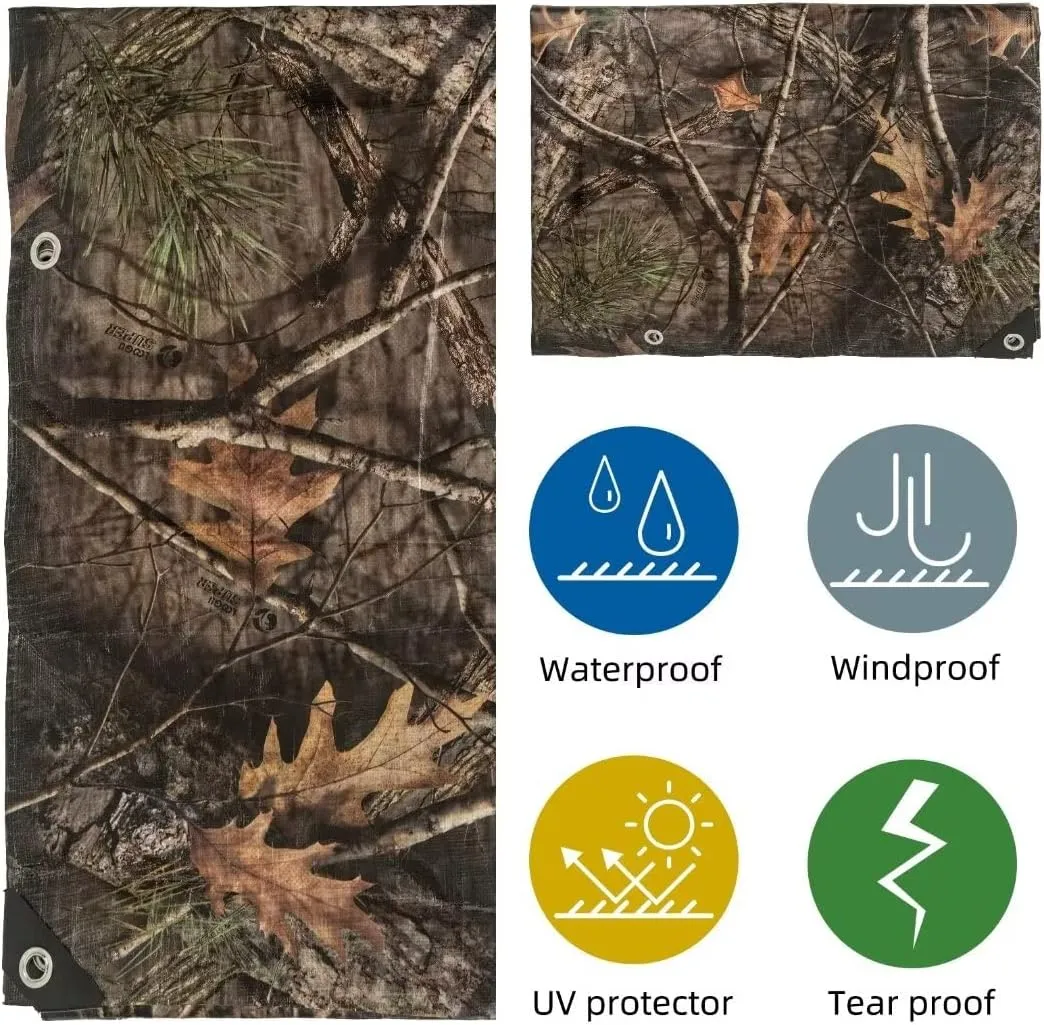 LOOGU Heavy Duty Waterproof Tarp, Bionic Tree Camo Multi Purpose Poly Cover