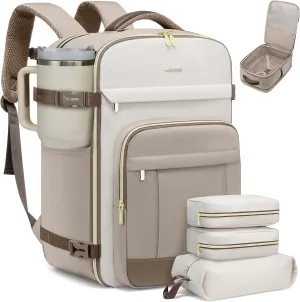 LOVEVOOK 50L Travel Backpack for Women & Men - 18 Inch Carry On Backpack & Personal Item Backpack for Airlines, Spacious and Durable Design, with 3 Packing Cubes