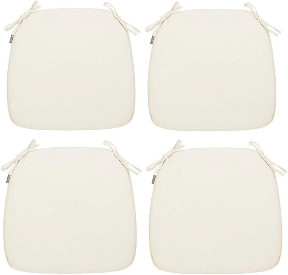 Magpie Fabrics 17"x16"x2" U-Shape Chair Cushions with Ties 4 Count, Outdoor Indoor Waterproof All Weather Seat Pads Decoration for Patio Garden Dining Office - Cream Beige