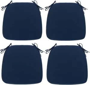 Magpie Fabrics 17"x16"x2" U-Shape Chair Cushions with Ties 4 Count, Outdoor Indoor Waterproof All Weather Seat Pads Decoration for Patio Garden Dining Office - Navy