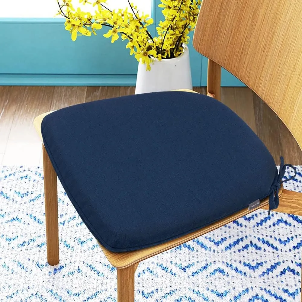 Magpie Fabrics 17"x16"x2" U-Shape Chair Cushions with Ties 4 Count, Outdoor Indoor Waterproof All Weather Seat Pads Decoration for Patio Garden Dining Office - Navy