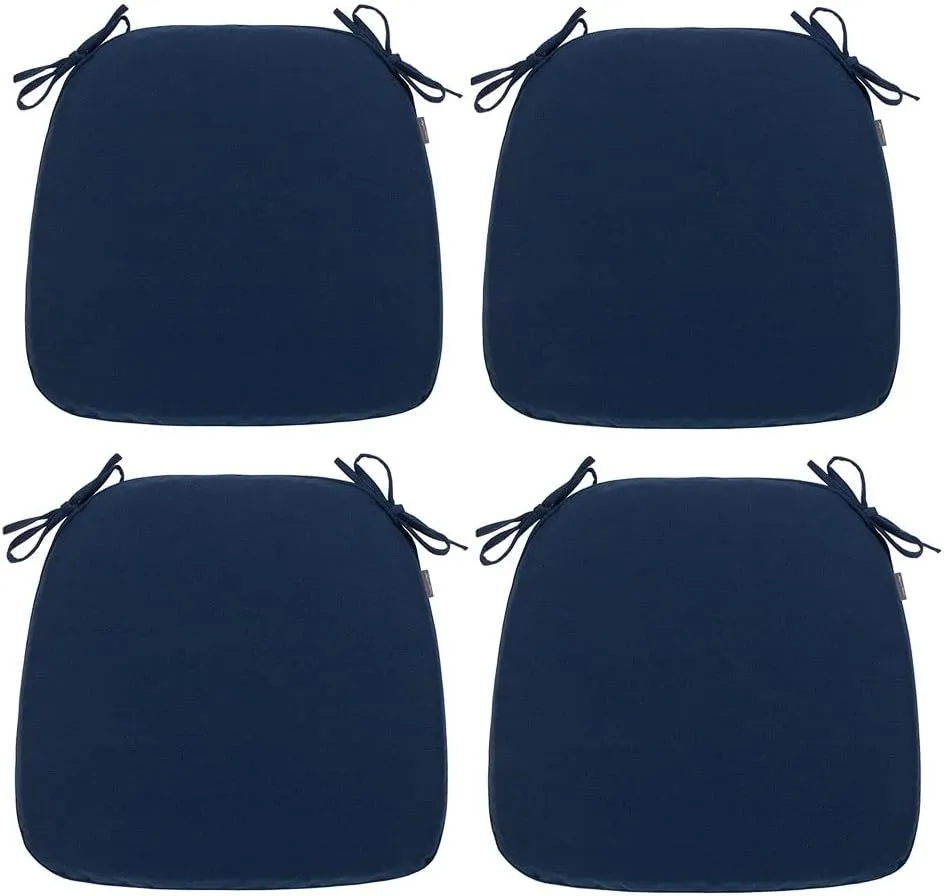 Magpie Fabrics 17"x16"x2" U-Shape Chair Cushions with Ties 4 Count, Outdoor Indoor Waterproof All Weather Seat Pads Decoration for Patio Garden Dining Office - Navy