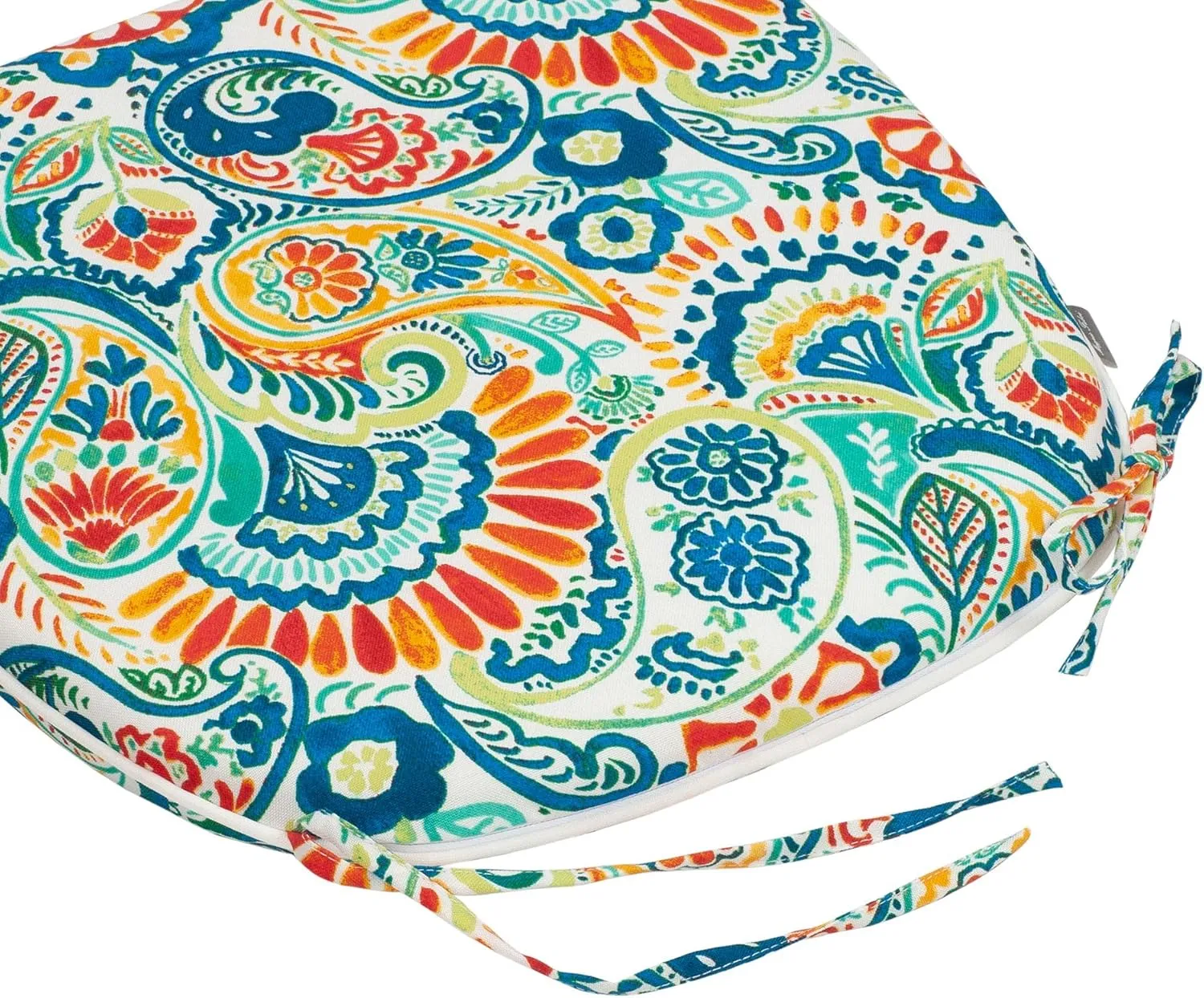 Magpie Fabrics 17"x16"x2" U-Shape Chair Cushions with Ties 4 Count, Outdoor Indoor Waterproof All Weather Seat Pads Decoration for Patio Garden Dining Office - Paisley Multi