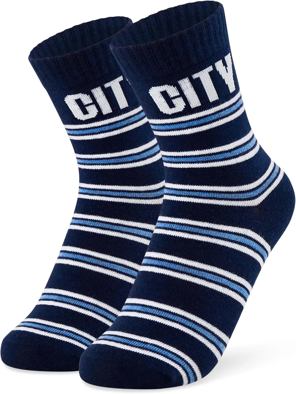 Manchester City FC Boys Socks - Pack of 5 Crew Socks for Teenagers Soft Breathable Size 13-8 Man City Gifts