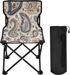 Mandala Colorful Flower Pattern Portable Outdoor Folding Chair Anti-Slip Padded Oxford Cloth Stool Camping Chair Small for Beach Hiking Fishing Gardening Quad Camp Chair