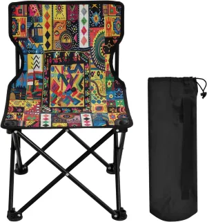 Mandala Colorful Flower Pattern Portable Outdoor Folding Chair Anti-Slip Padded Oxford Cloth Stool Camping Chair Small for Beach Hiking Fishing Gardening Quad Camp Chair
