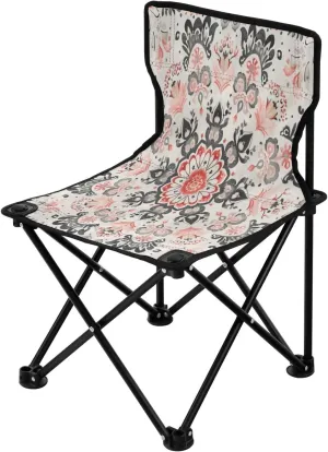 Mandala Flower Pattern Portable Outdoor Folding Chair Anti-Slip Padded Oxford Cloth Stool Camping Chair Small for Beach Hiking Fishing Gardening Quad Camp Chair