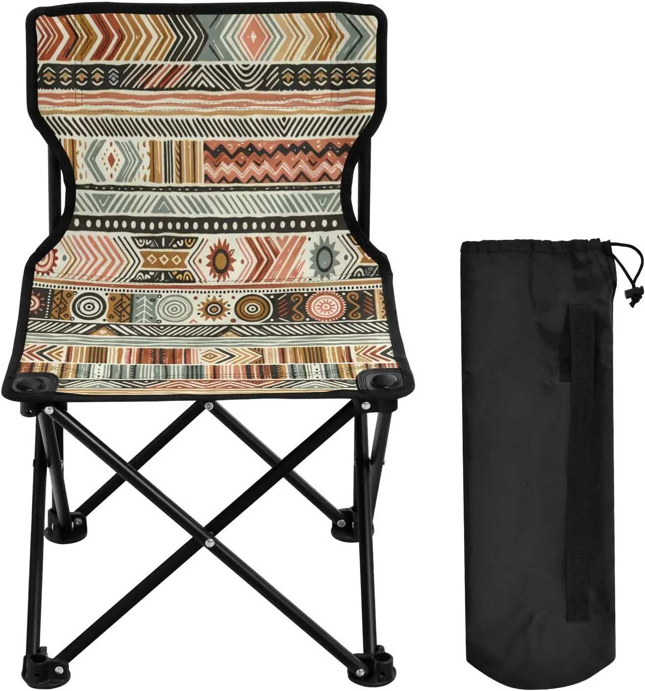 Mandala Flower Texture Portable Outdoor Folding Chair Anti-Slip Padded Oxford Cloth Stool Camping Chair Small for Beach Hiking Fishing Gardening Quad Camp Chair