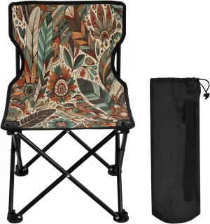 Mandala Pattern Portable Outdoor Folding Chair Anti-Slip Padded Oxford Cloth Stool Camping Chair Small for Beach Hiking Fishing Gardening Quad Camp Chair