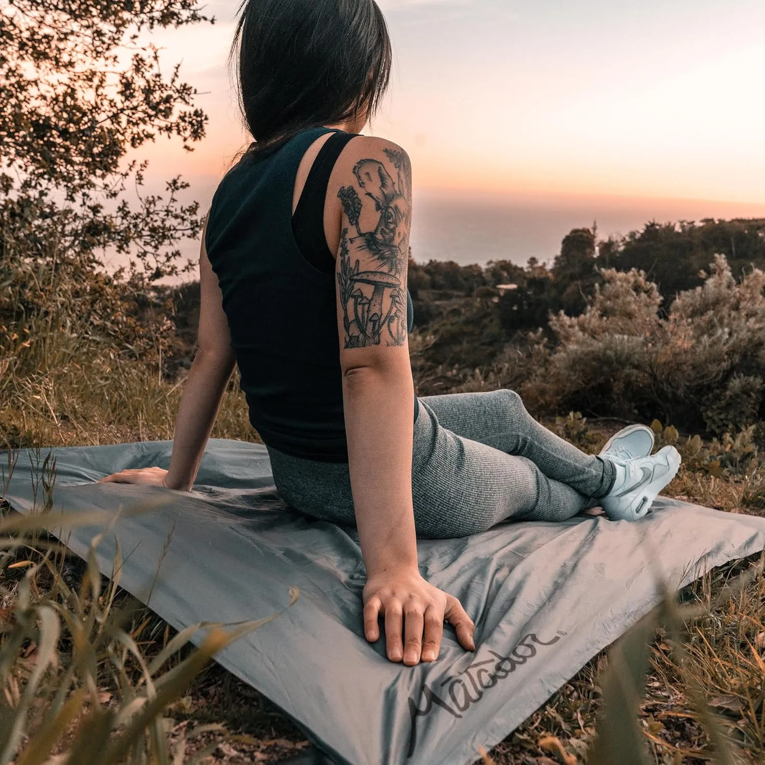 Matador Pocket Blanket 4.0 - Blue (Seats 2-4); Foldable Concert and Festival Blanket; Sand Proof Beach Picnic Tarp