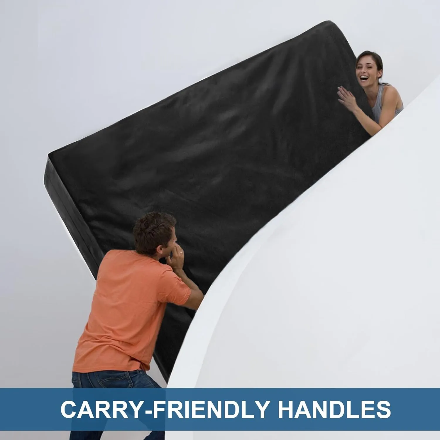 Mattress Bags for Moving and Storage, Heavy Duty Queen Mattress Bag with 4 Strong Handles, Waterproof Mattress Cover/Protector for Moving Queen Size, Reusable Thick Tarp, Black
