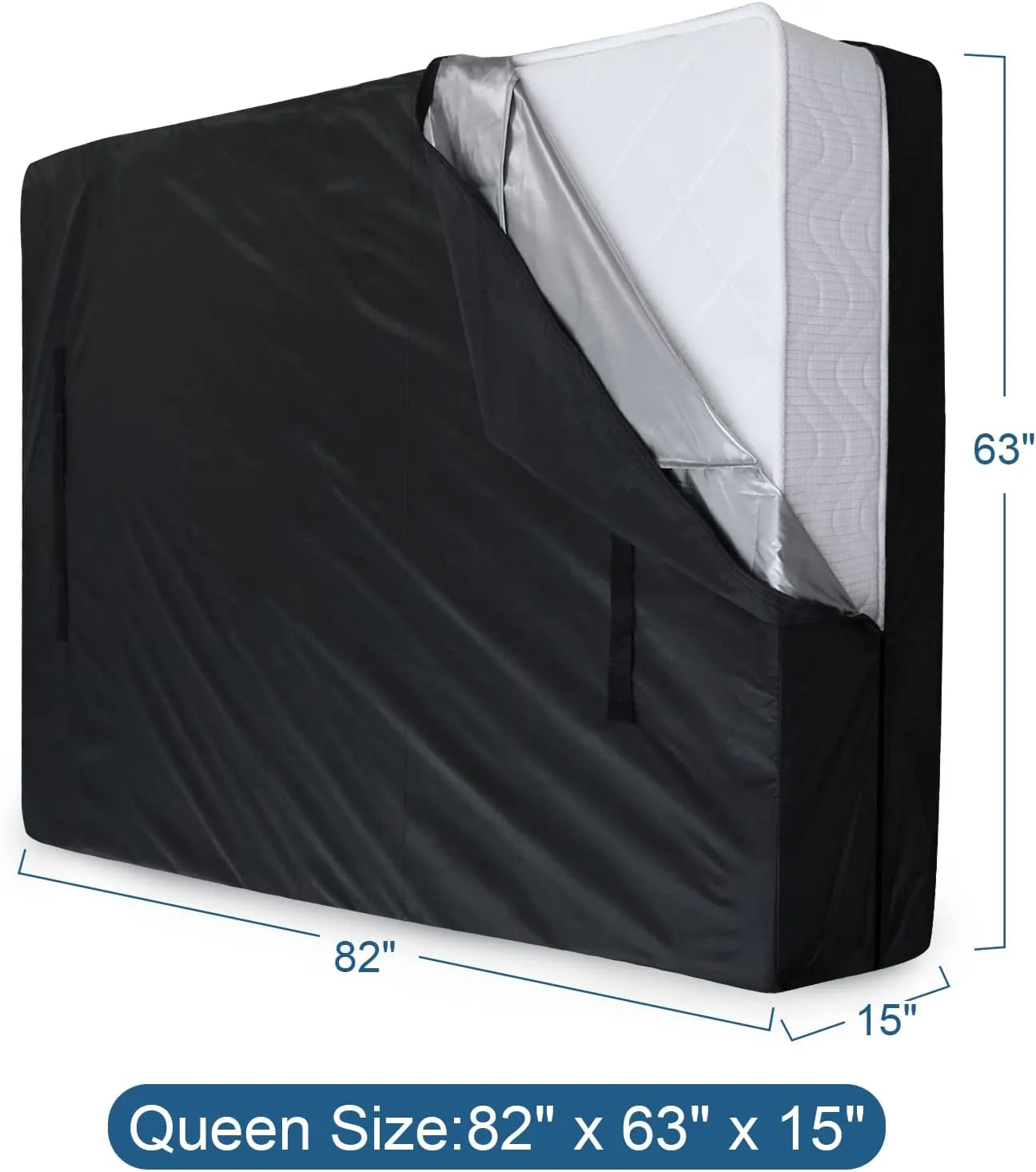 Mattress Bags for Moving and Storage, Heavy Duty Queen Mattress Bag with 4 Strong Handles, Waterproof Mattress Cover/Protector for Moving Queen Size, Reusable Thick Tarp, Black