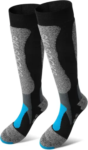 MCTi Ski Socks Thermolite Winter Thermal Snow Snowboard Hiking Over the Calf Long Socks 2 Pairs