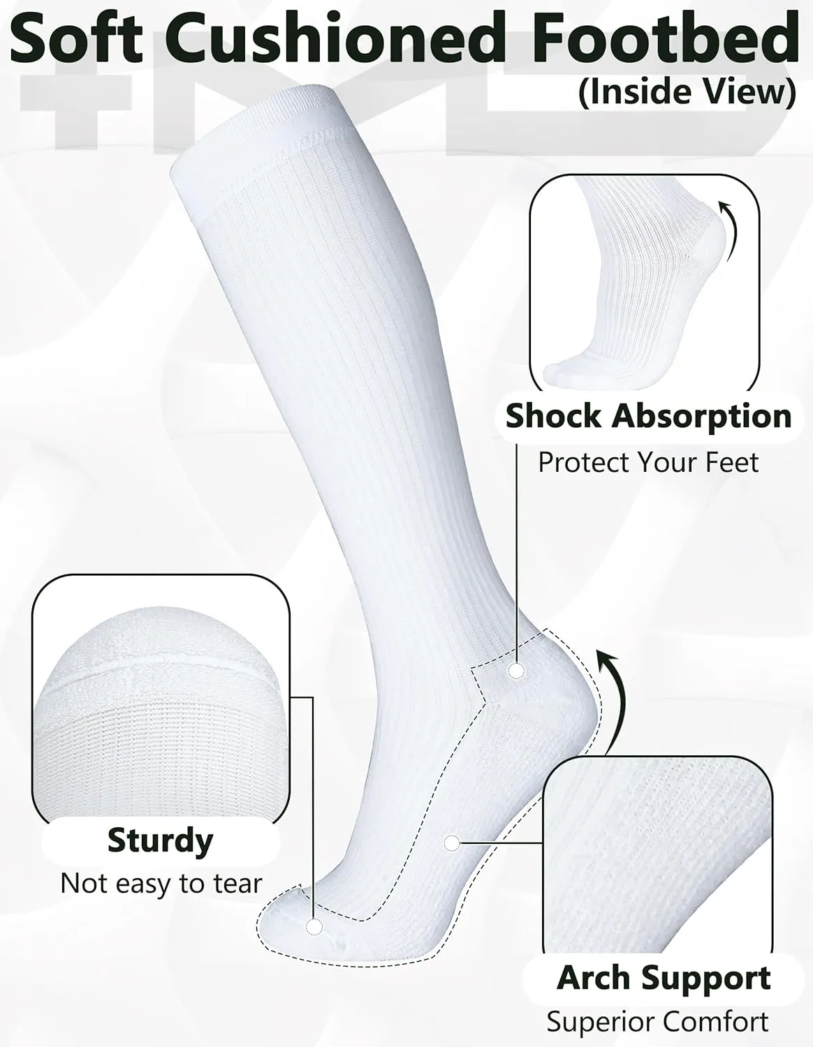  MD Compression Socks for Women Men, Bamboo Viscose,3 Pairs 8-15mmHg Knee High Support Socks for Pregnant Nurses Travel